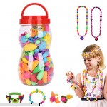 QCHOMEE Beads DIY Pop Jewelry Making Kid Set Colorful Craft Beads 150pcs Jewelry Beads DIY Necklace Bracelet Ring Hair Band Educational Toys Creativity for Girl 3+ Portable Bottle B07H3NK14Z